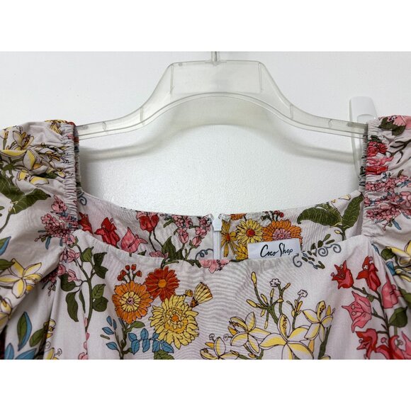 Coco Shop Short Sleeve Maxi Dress Multi Floral Print Cotton Rainbow Colorful M - Picture 5 of 16